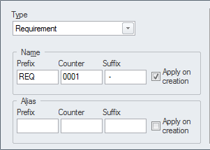 Setting the auto-counter for Requirement elements in Sparx Systems Enterprise Architect.