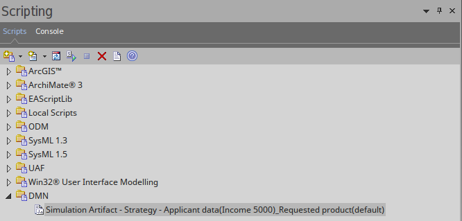 An example of expanding the view of the Invocation Hierarchy in a DMN Simulation run using Sparx Systems Enterprise Architect.