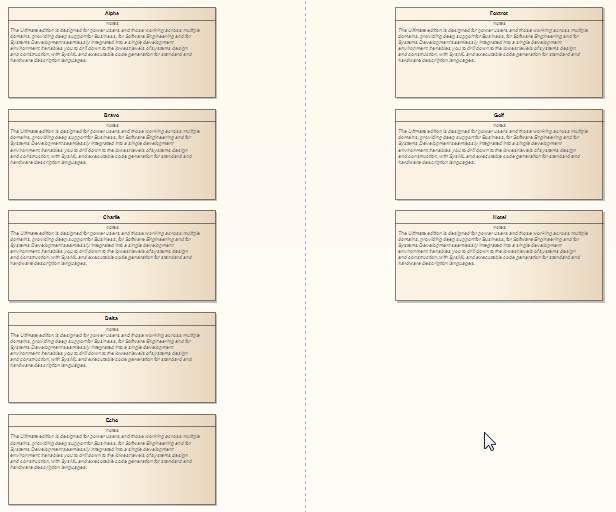 Showing a UML Class diagram where the classes are automatically arranged in a per-page layout.