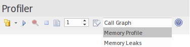 You can select different profliing modes using the toolbar