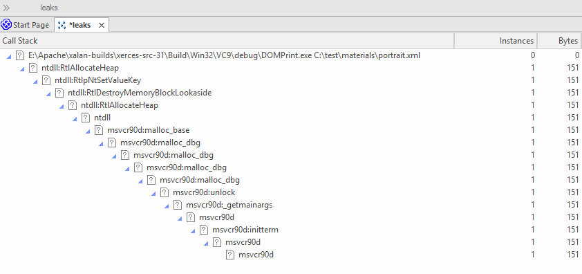 Example memory leak profile of well behaved progam