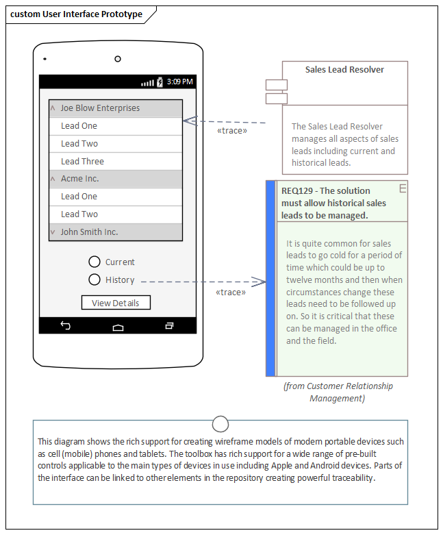 Business Analysis tool, User Interface Wireframing in Sparx Systems Enterprise Architect