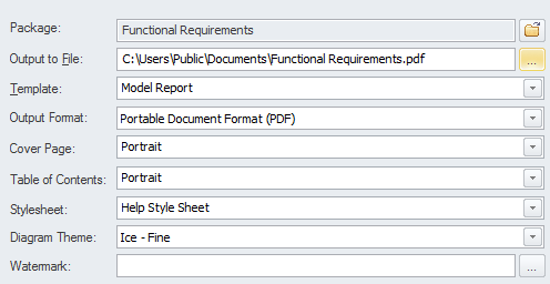 Outputting a requirements document to a PDF file in Sparx Systems Enterprise Architect.