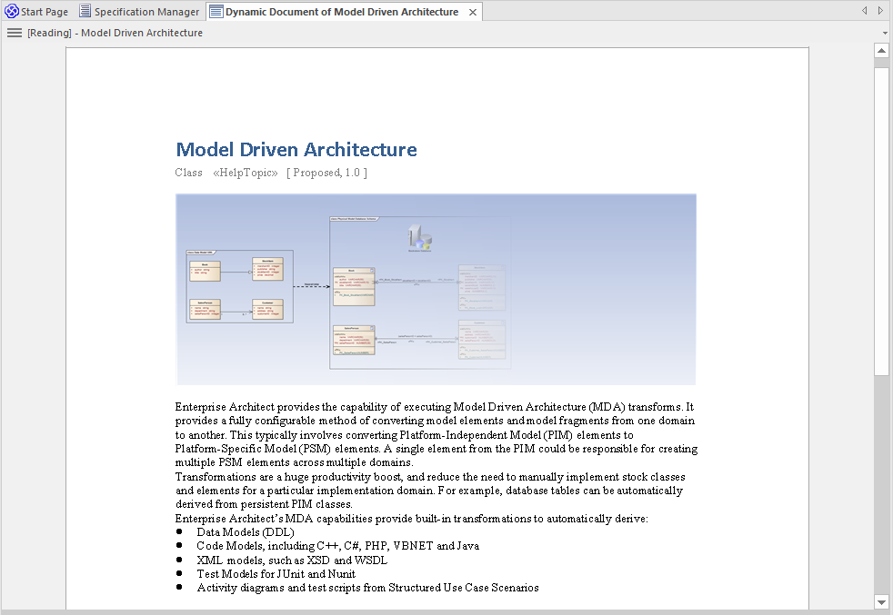 Showing a Dynamic Document in the Document window.