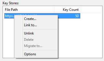 Keystore Context Menu