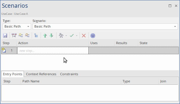 The Structured Scenarios Editor in Sparx Systems Enterprise Architect.