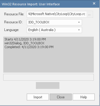 Importing a dialog from  a .rc resource file