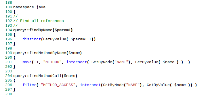 Examples of the mFQL intellisense query language