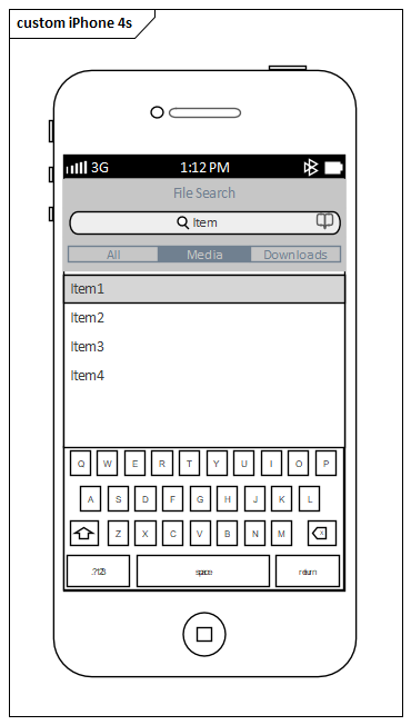 Example iPhone 4s Wireframe (vertical aspect) in Sparx Systems Enterprise Architect