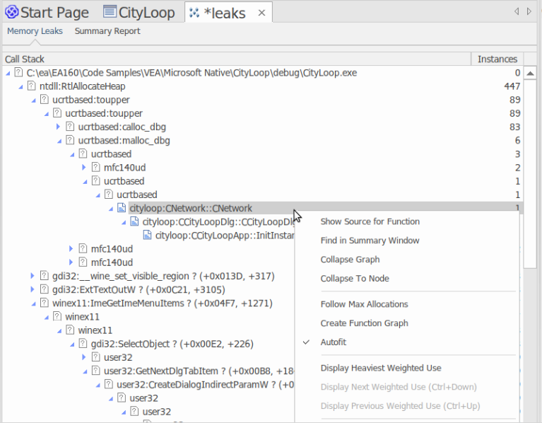 Example memory leak profile of well behaved progam