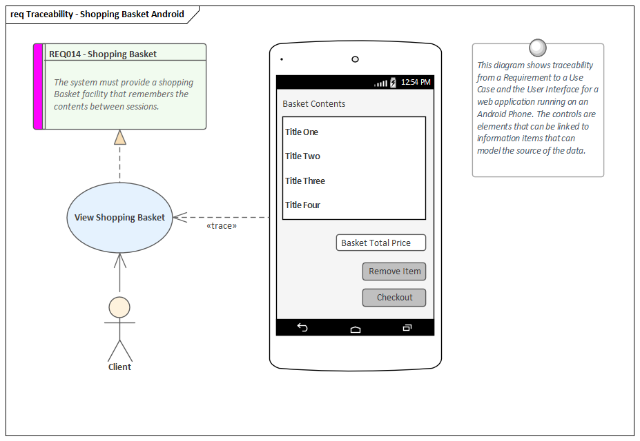 Traceability of Android interface requirement and design in Sparx Stems Enterprise Architect