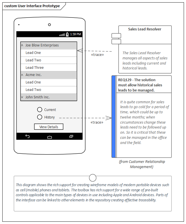 Business Analysis tool, User Interface Wireframing in Sparx Systems Enterprise Architect