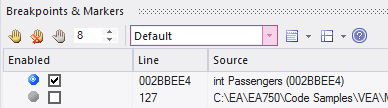 A data breakpoint showing the memory address being watched