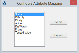 The Configure Attribute Mapping dialog in Sparx Systems Enterprise Architect.