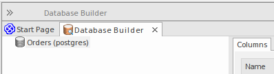 Showing the Database Builder without a loaded model, in Sparx Systems Enterprise Architect.