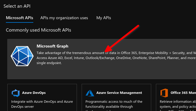 Select 'Microsoft Graph'