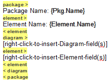 Setting sections and fields to report the Elements in Packages external to the currently selected package in Sparx Systems Enterprise Architect.