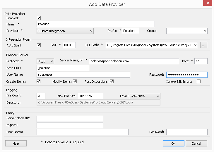 Polarion Integration Settings