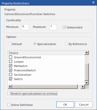 Restrictiing properties in the Schema Composer