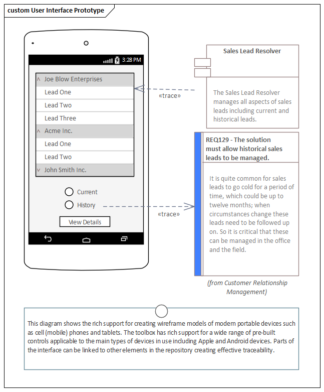 Business Analysis tool, User Interface Wireframing in Sparx Systems Enterprise Architect