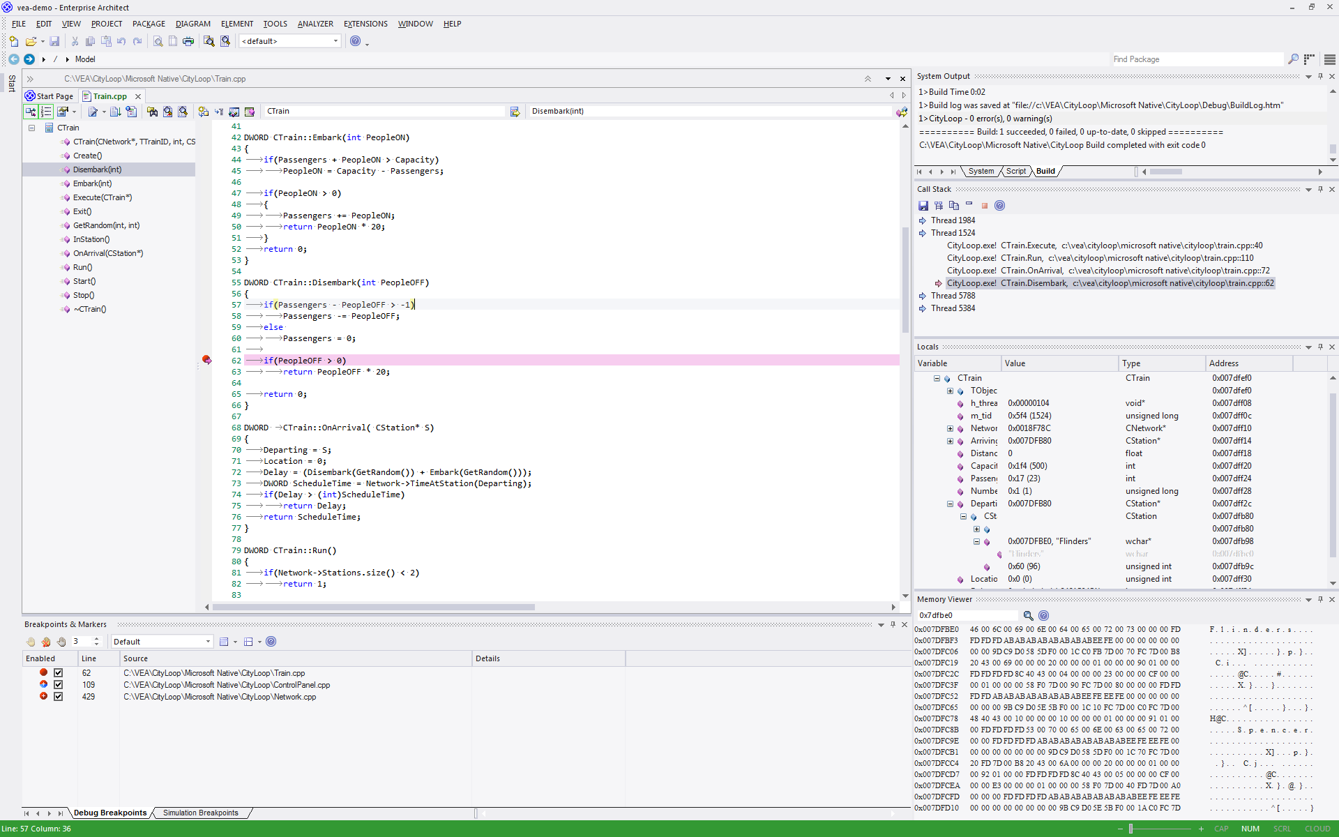 Cinematic of debugging in Enterprise Architect