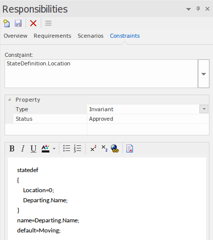 The image shows a State defintion that can be used to perform runtime state analysis of a running program