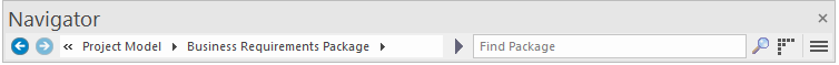 Package browser toolbar. Package browser toolbar.