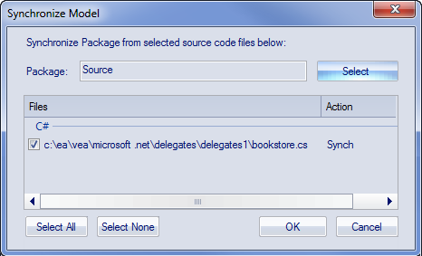 Synchronize Model dialog Synchronize Model dialog