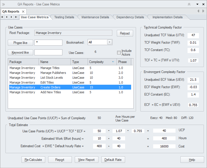 Use case metrics report in Sparx Systems Enterprise Architect. Use case metrics report in Sparx Systems Enterprise Architect.