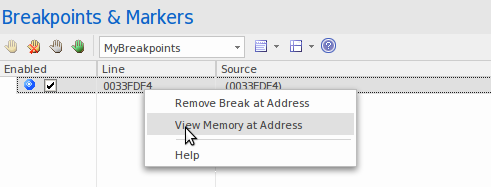VEA Data Breakpoint list VEA Data Breakpoint list