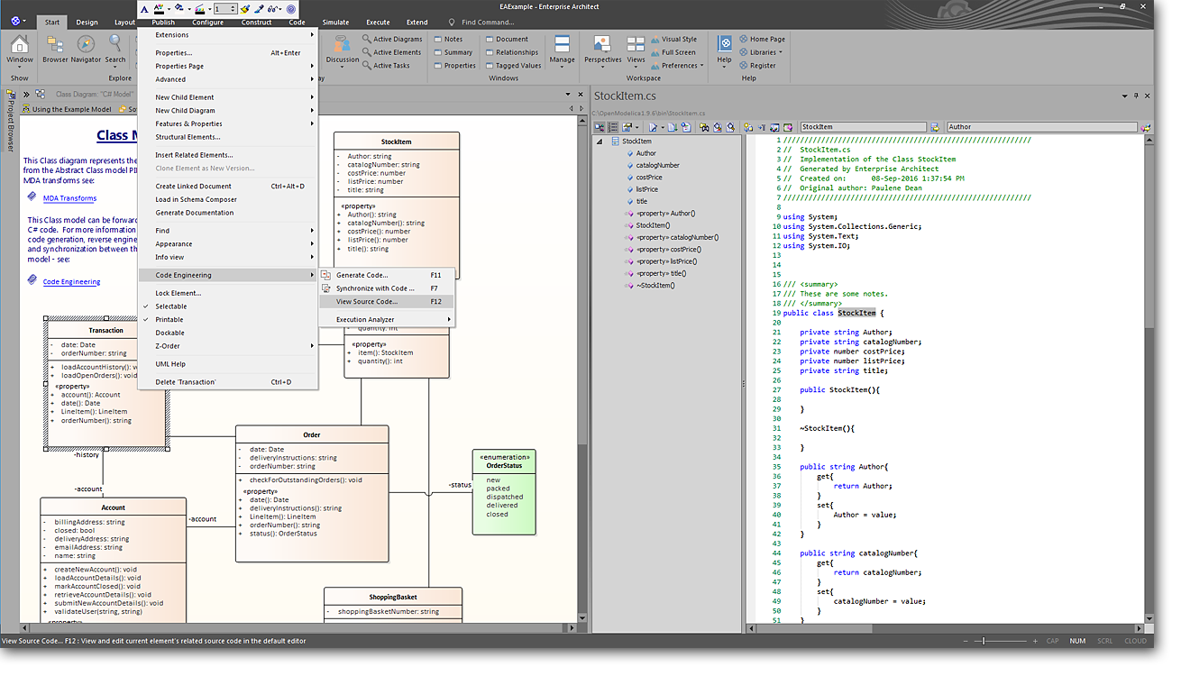 Enterprise Architect: Debugging, Compiling and Visualizing Executing Code